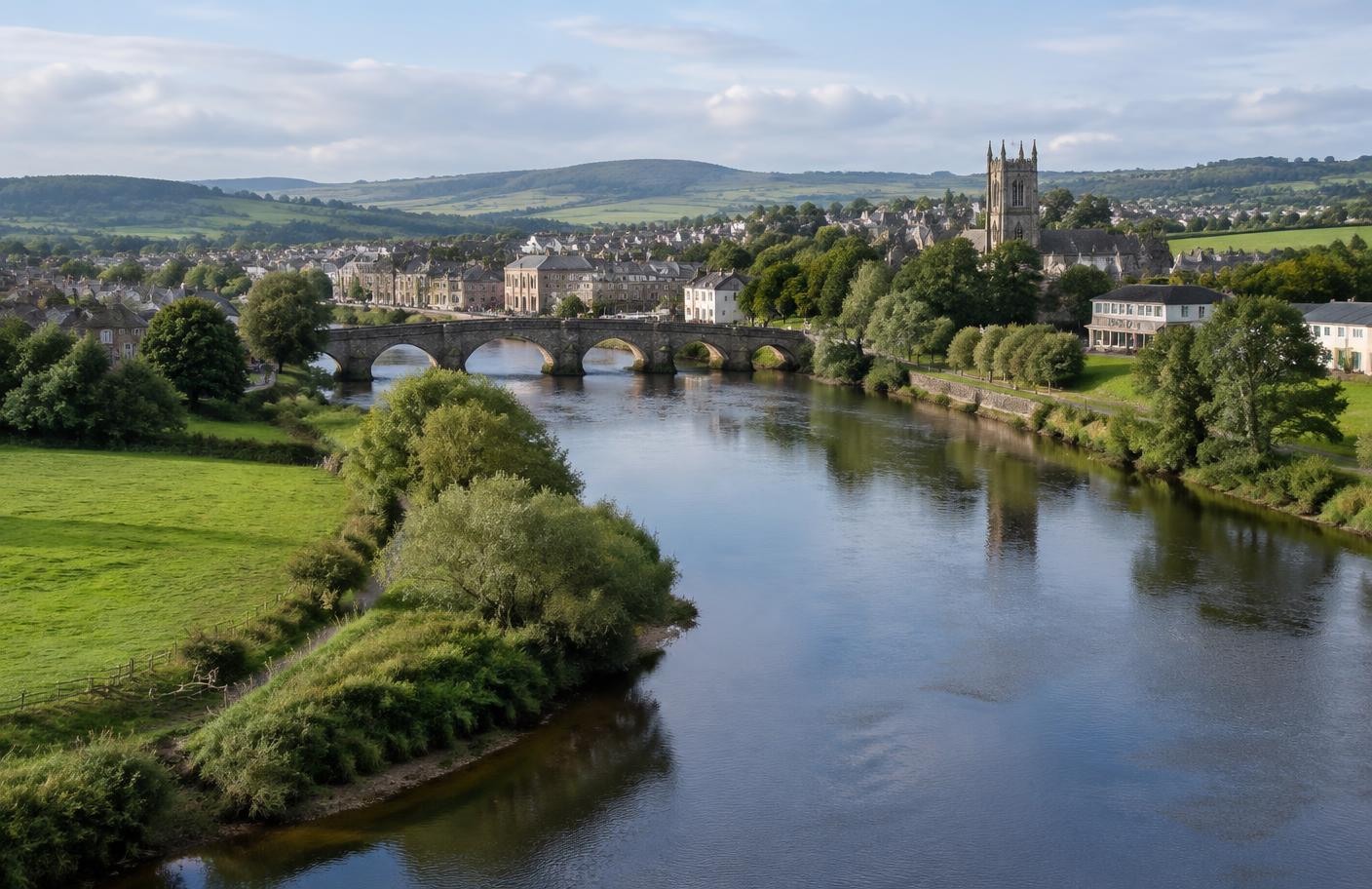 Carmarthen, the Tywi & the Taf Estuary local landscape